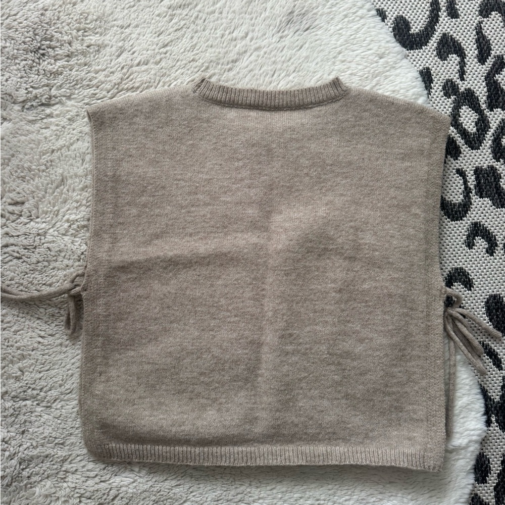 Neutral Taupe Women's Knit Side-Tie Sweater Vest - Picture 2 of 2